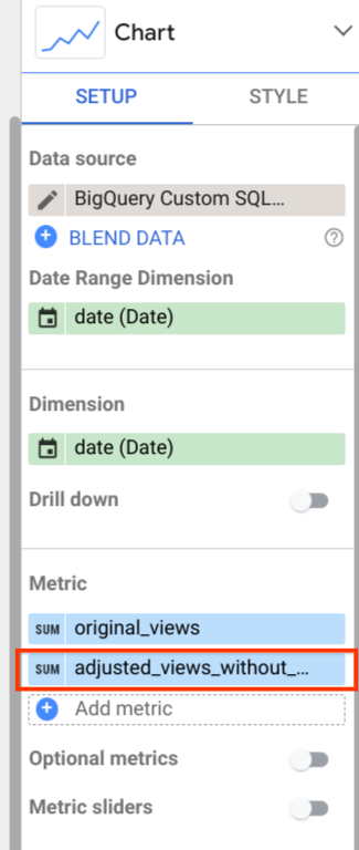 Adicione outra métrica.