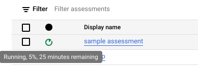 Avanzamento test nella descrizione comando.