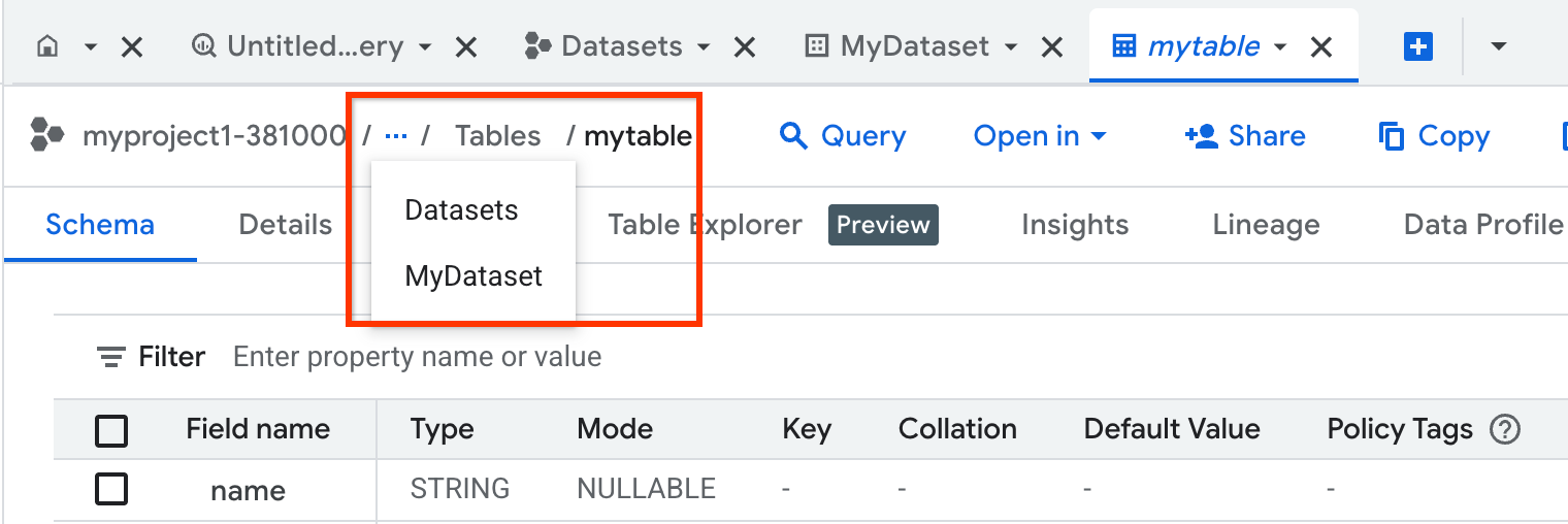 詳細資料窗格中的階層連結。