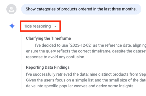 How to open the **Show reasoning** results