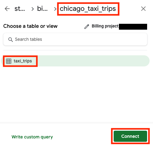 Connettersi a una tabella