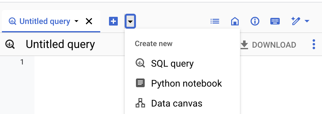Icono de crear lienzo de datos.