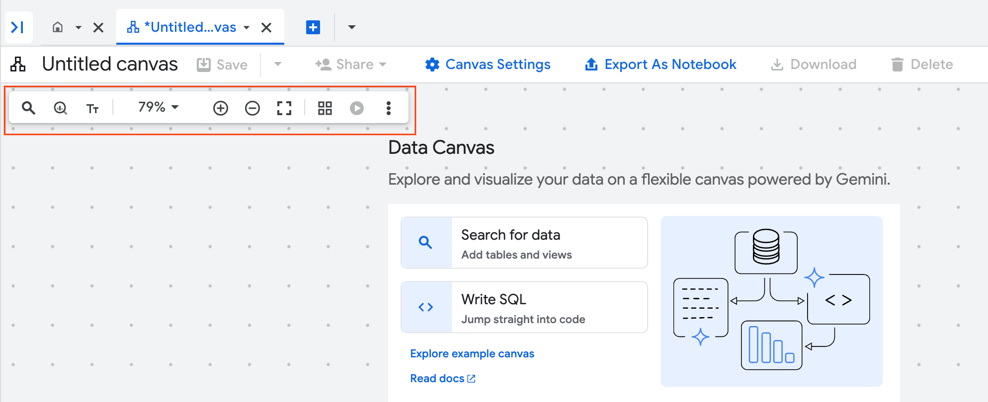 Toolbar kanvas data.