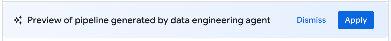 Pipeline data dengan tombol 'Terapkan' yang ditandai, menunjukkan perubahan yang disarankan oleh Agen Data Engineering.