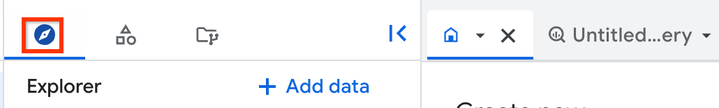 Hervorgehobener Button für den Explorer-Bereich.