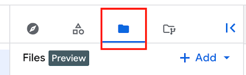 BigQuery Studio 中 **文件** 窗格的位置。