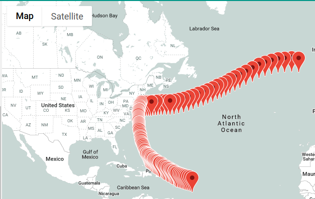 BigQuery Geo Viz 中的對應結果