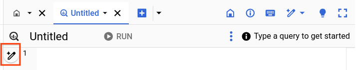 Pulsante dello strumento di generazione SQL nell'editor di query BigQuery.