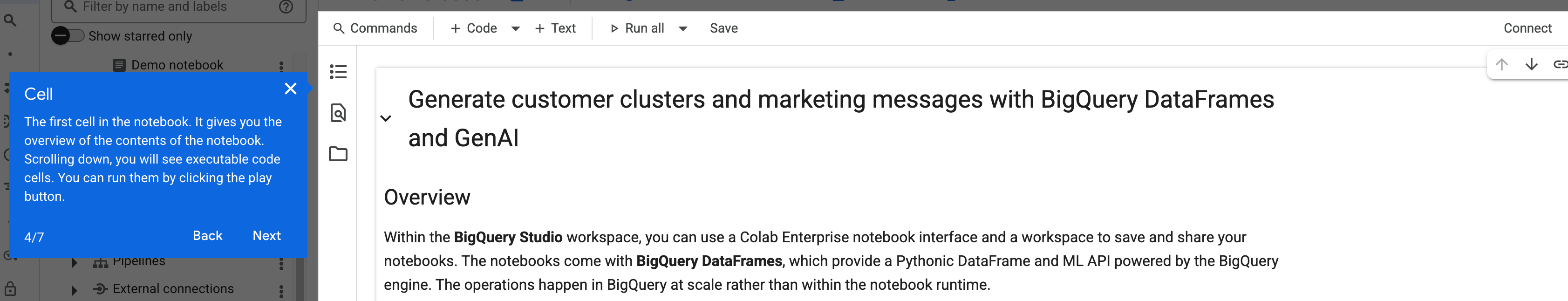 Colab notebook demo guide.
