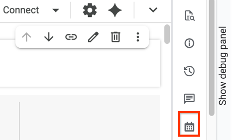 The schedule panel for a notebook.
