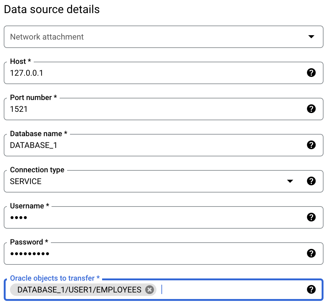 Configurar la configuración de transferencia de Oracle