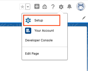 Abra a página de configuração na plataforma Salesforce.