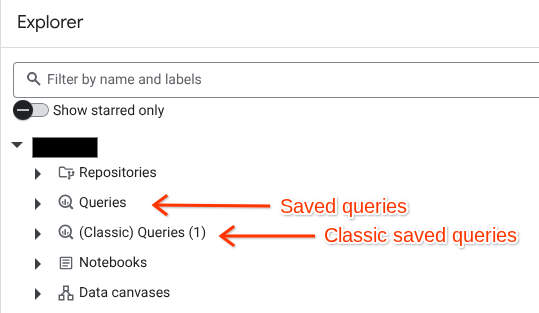 La cartella Query (classiche) nel riquadro Explorer.
