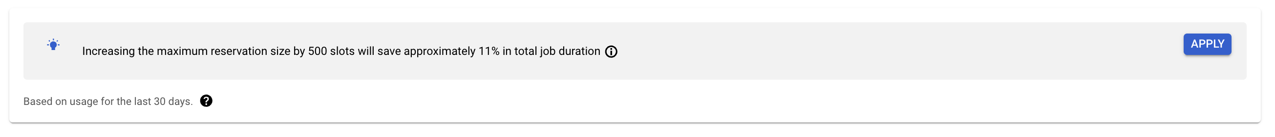 Recomendação de reserva do recomendador de slot no
 consoleGoogle Cloud .