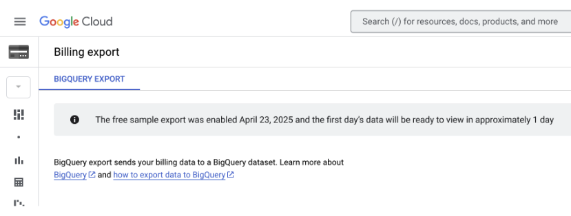 畫面顯示訊息，指出範例資料匯出作業尚未完成