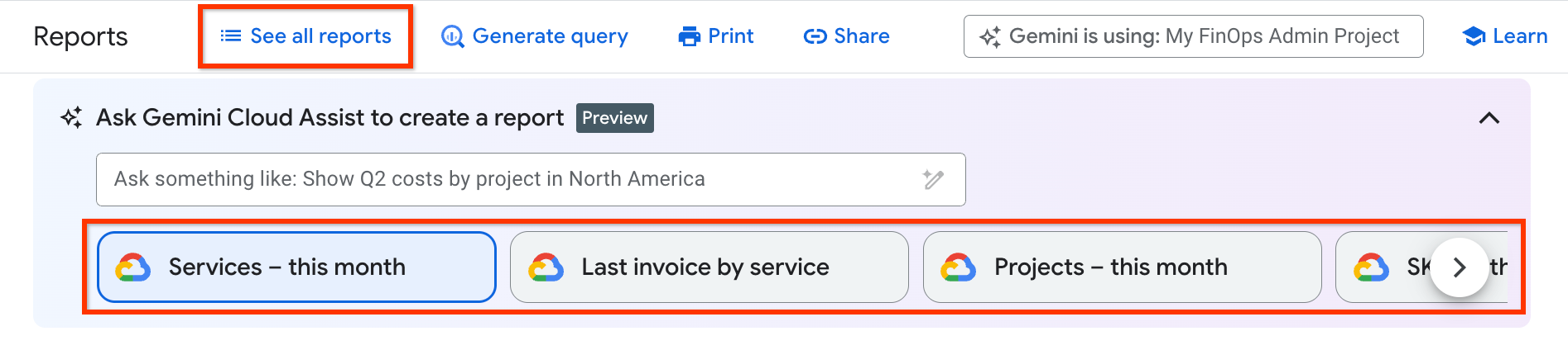 Preset and saved reports.