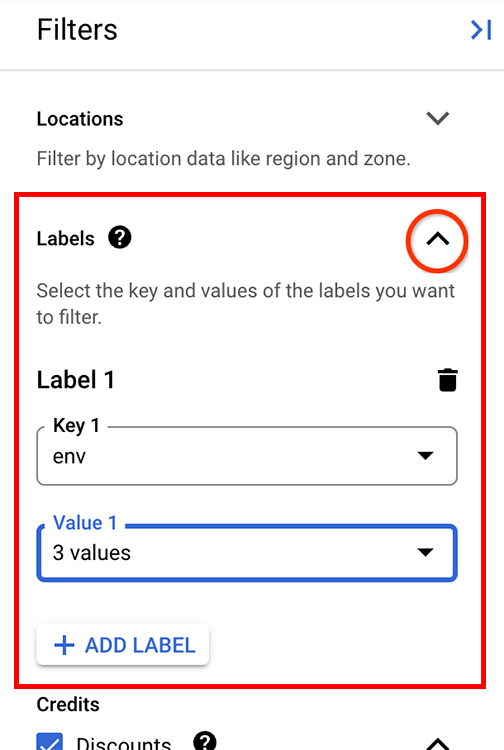 Definir os filtros de etiquetas no painel de filtros.