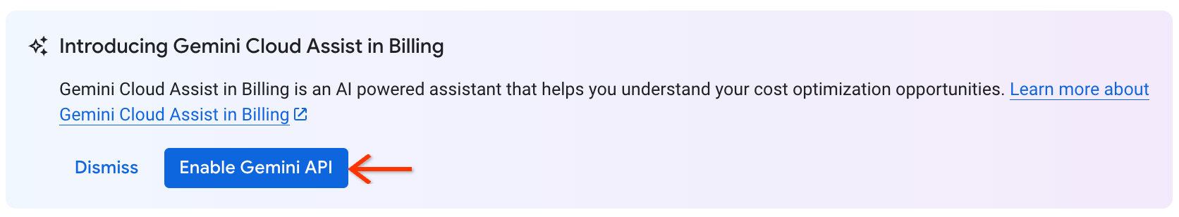 尚未启用 Cloud Billing 中的 Gemini Cloud Assist,无法在结算报告中使用。