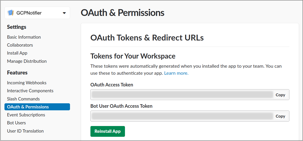 Configure Slack notifications.