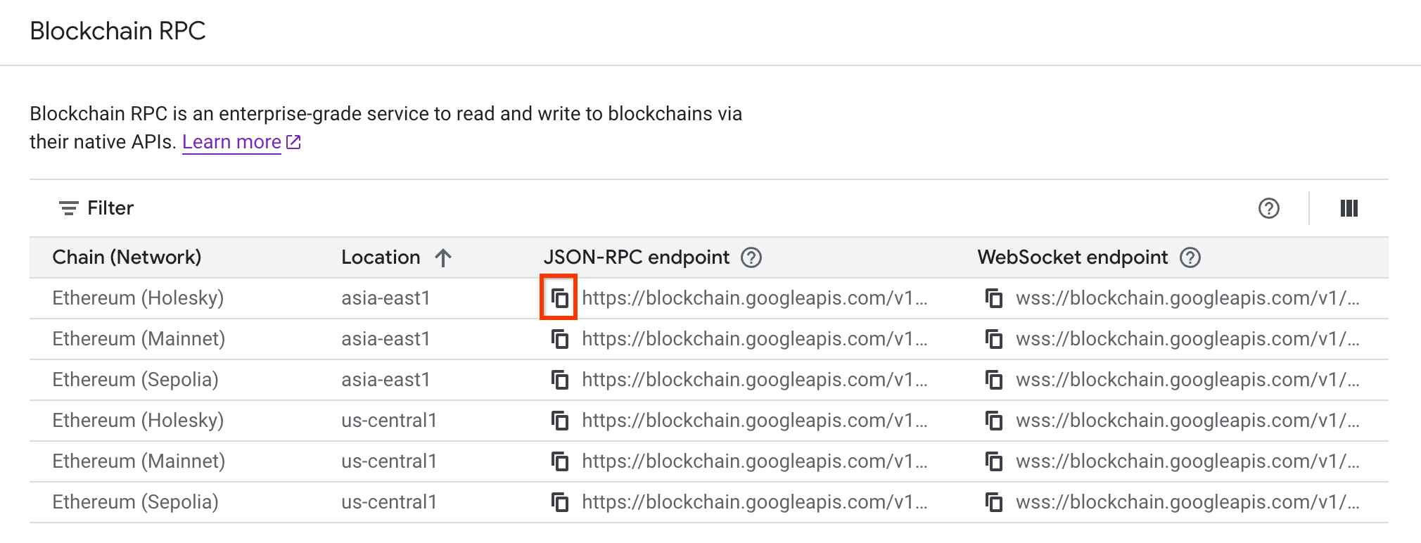 Blockchain RPC クイックスタート
