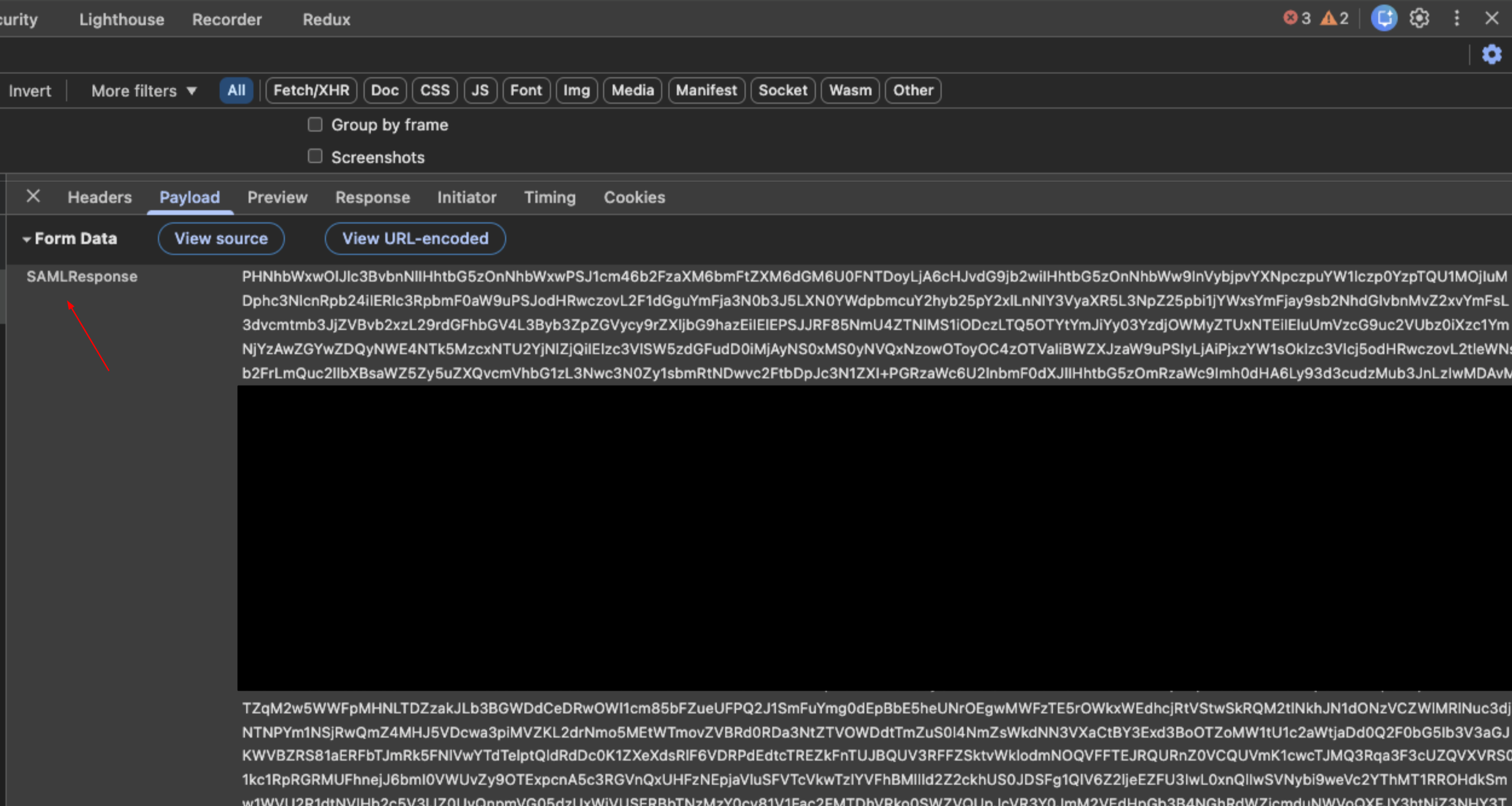Locate the SAML Response data