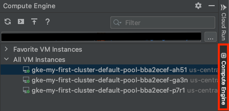 הכרטיסייה Compute Engine ב-IntelliJ