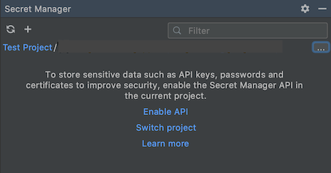הפעלת קישור ל-API שזמין בחלונית Secret Manager