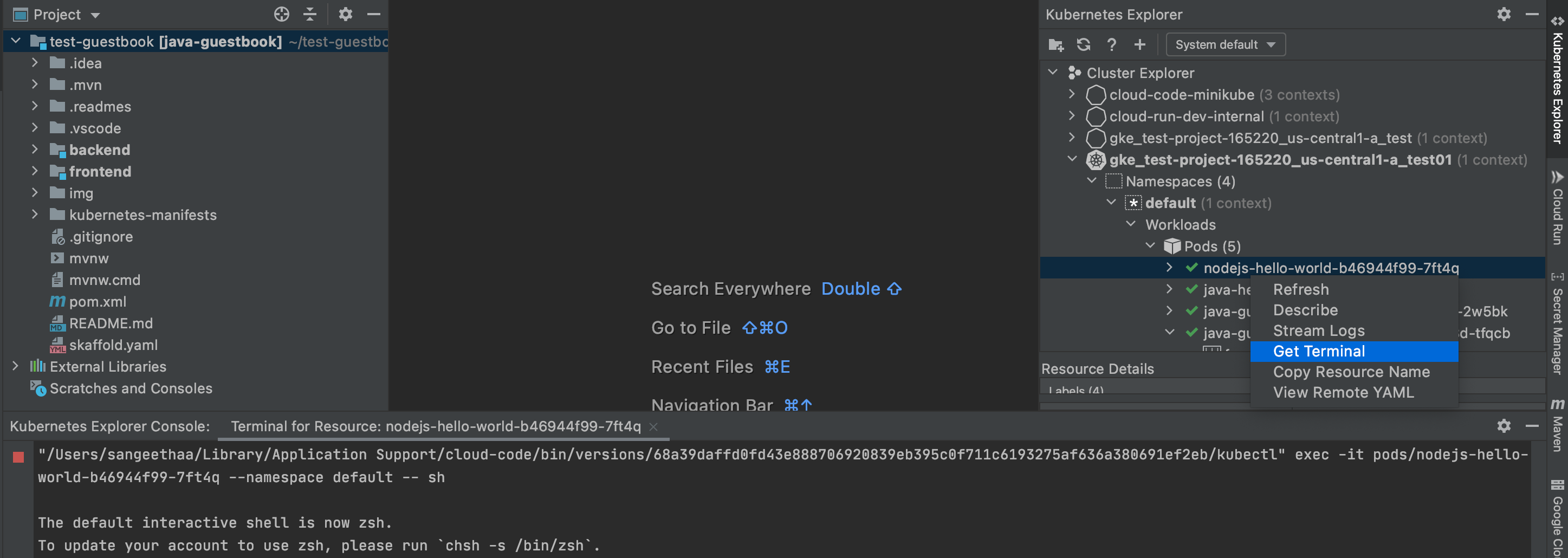 Abrir um terminal interativo