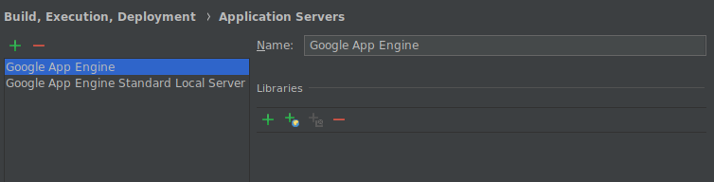 Screenshot che mostra l'elenco dei server delle app e l'icona
per eliminarli e aggiungerli.