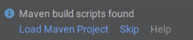 Notifica di rilevamento degli script di build Maven: scegli Carica progetto Maven, Ignora o Guida