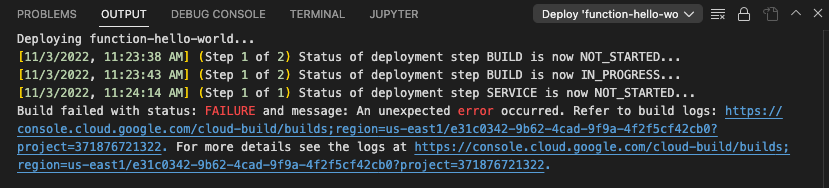 錯誤訊息輸出內容