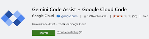 Extension Cloud Code sur le marketplace VSC