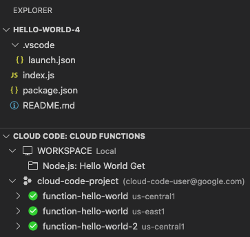 Explorador do Cloud Functions reorganizado