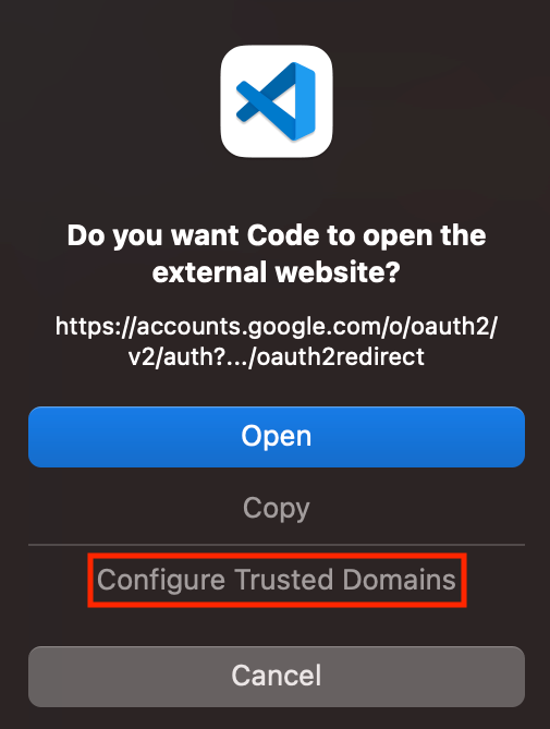 Caixa de diálogo "Configurar domínio confiável"