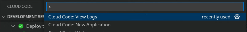 Melihat dialog log di palet perintah