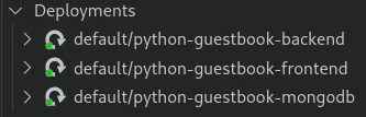 Ikon deployment hijau yang menunjukkan status responsif