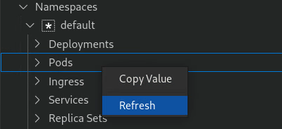 רענון של תרמילים באמצעות תפריט ההקשר