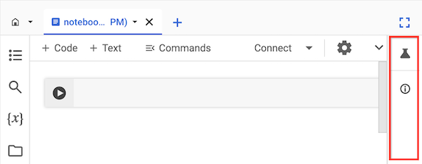 開いているノートブックの右側のサイドパネルにあるボタン
