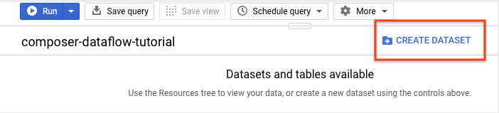 fai clic sul pulsante Crea un set di dati.
