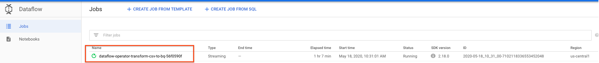 למשימת Dataflow יש מזהה ייחודי