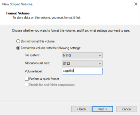 新增磁碟區精靈