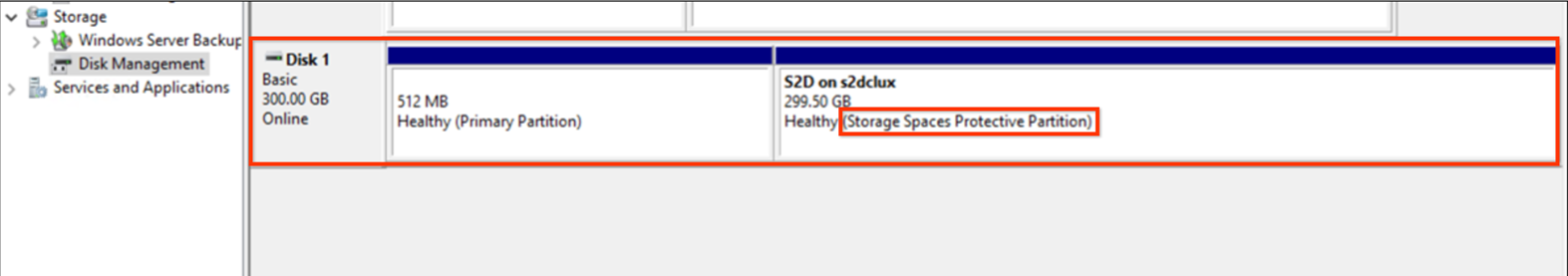 Détails S2D dans le Gestionnaire de disque.