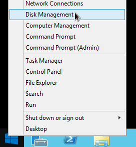 Windows-Datenträgerverwaltungstool über das Kontextmenü des Windows-Buttons "Start" auswählen.