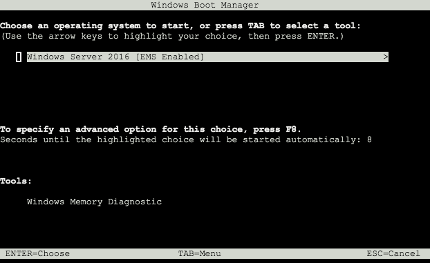 תפריט Windows Boot Manager