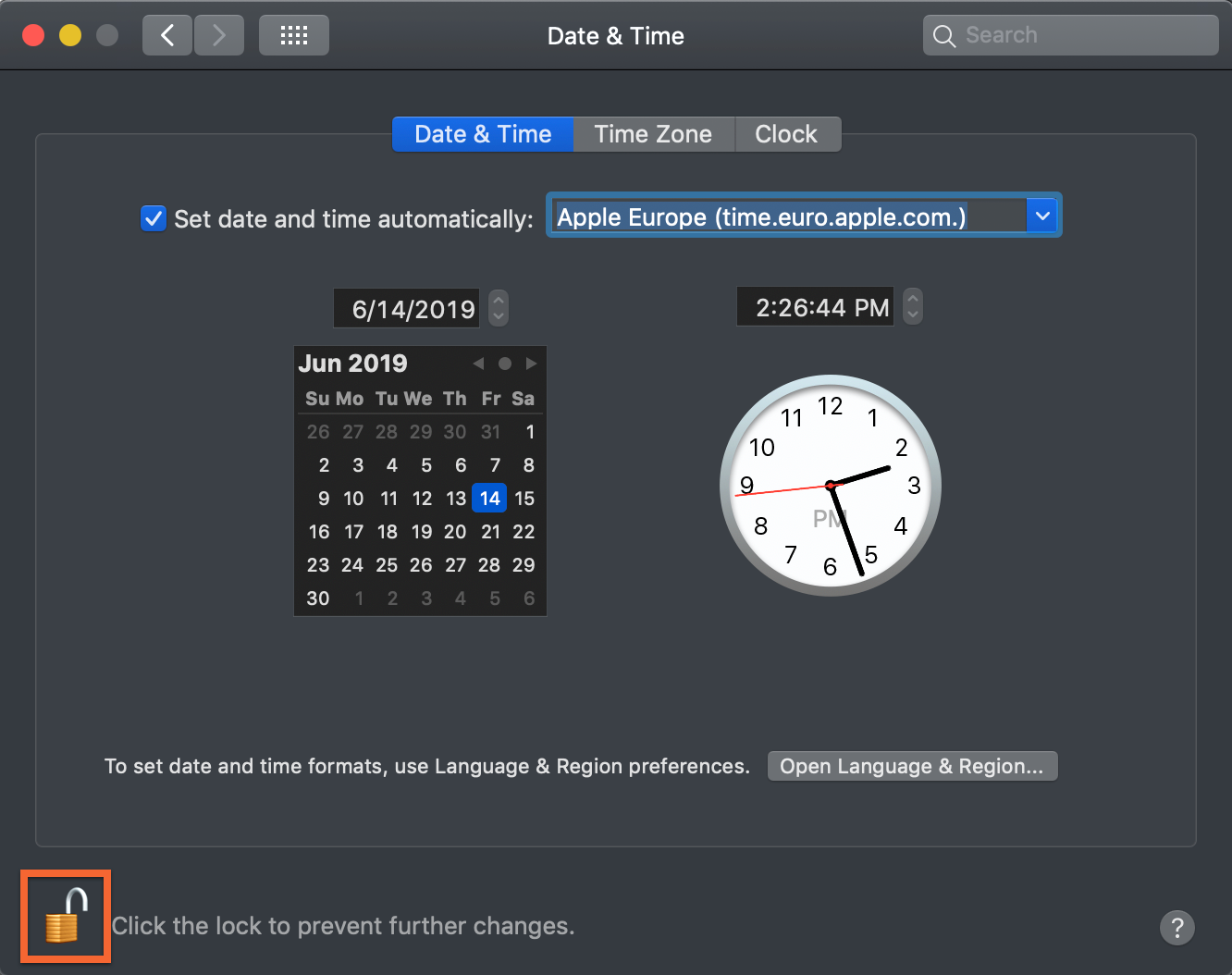 Ícono de bloqueo de Mac