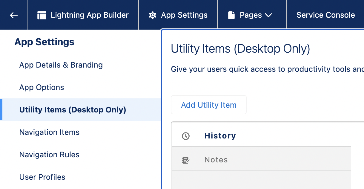 Tampilan item utilitas