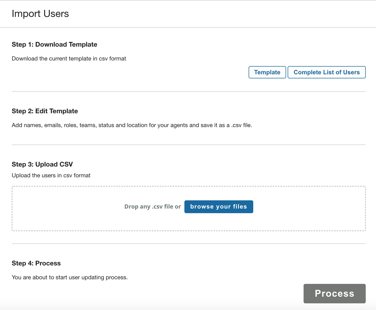 Tampilan impor pengguna