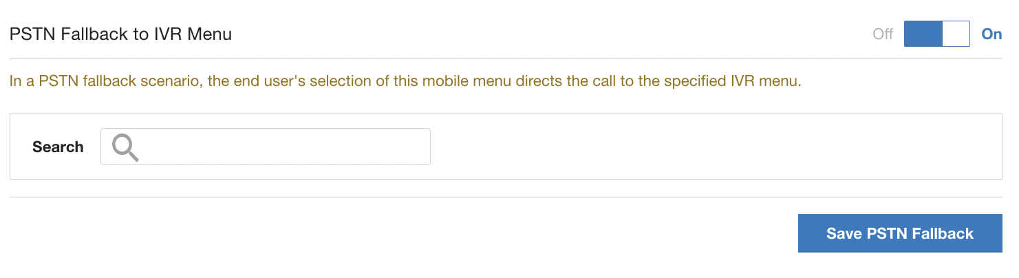 PSTN Fallback IVR menu