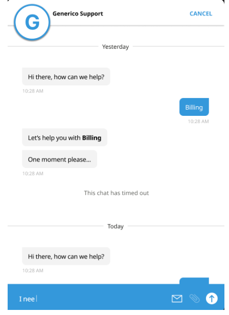 The chat history in the web SDK.