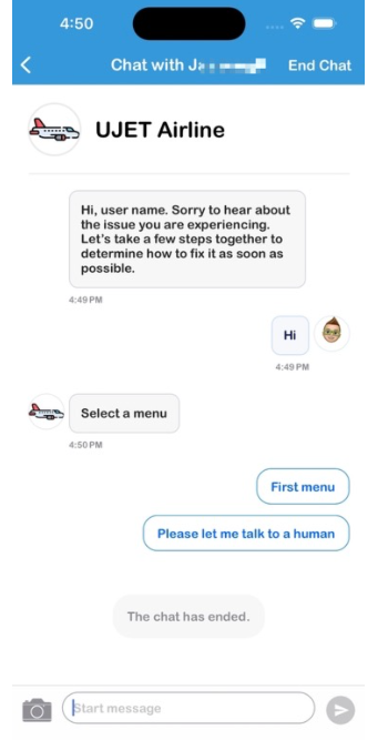 Se muestra un ejemplo de un tema de chat personalizado.